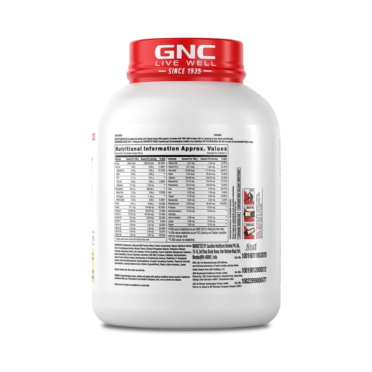 GNC Pro Performance Weight Gainer 3kg – 73g Protein, 2200 Calories for Muscle Mass & Weight Gain