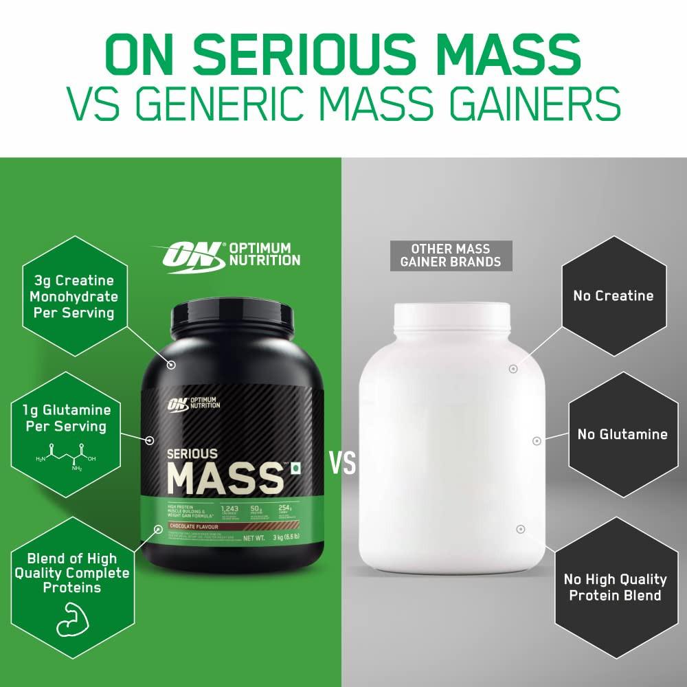 Optimum Nutrition (ON) Serious Mass Weight Gainer – High Protein, High Calorie Muscle & Weight Gain Powder