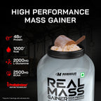 BigMuscles Nutrition Real Mass Gainer Rich Chocolate – Lean Whey Protein for Muscle & Weight Gain