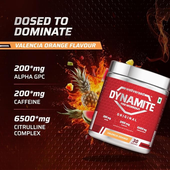 Dynamite Original Pre-Workout for Men (Valencia Orange, 30 Servings) | Energy, Focus & Endurance Booster | GP Fitness