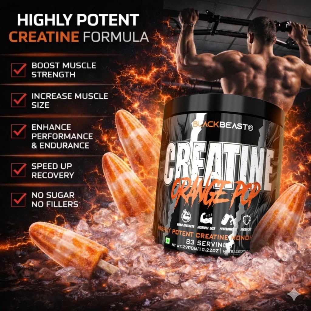 Black Beast Creatine Monohydrate (3000mg, 83 Servings) | Ultra Micronized for Strength & Performance | GP Fitness