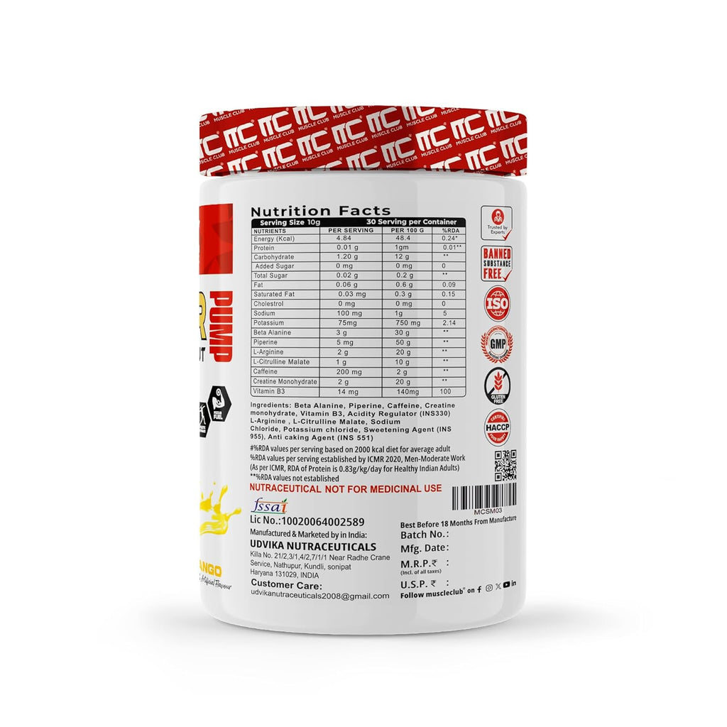 Muscle Club AMP Matrix Pre-Workout (30 Servings) | Energy, Focus & Endurance Booster | GP Fitness