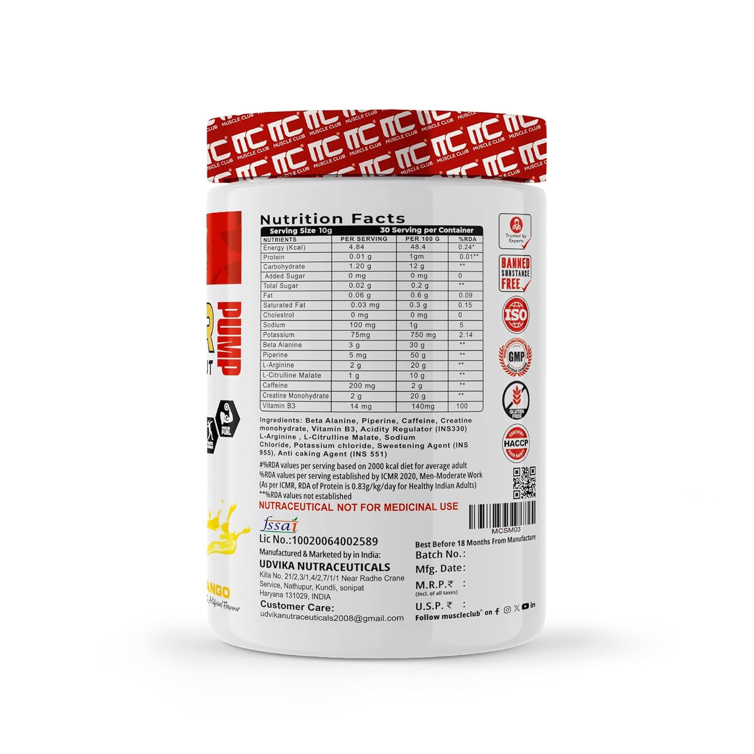 Muscle Club AMP Matrix Pre-Workout (30 Servings) | Energy, Focus & Endurance Booster | GP Fitness