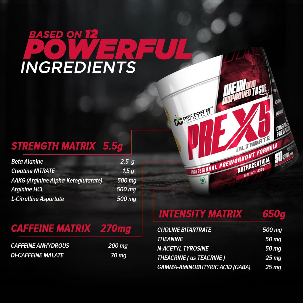 Doctor's Choice Pre Workout X5 Ultimate | Energy, Focus & Endurance Booster | GP Fitness