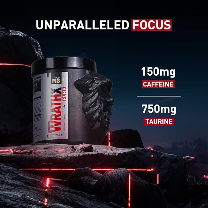 MuscleBlaze Pre Workout WrathX PUMP (30 Servings) | Nitrosigine & L-Citrulline for Pump, Energy & Performance | GP Fitness
