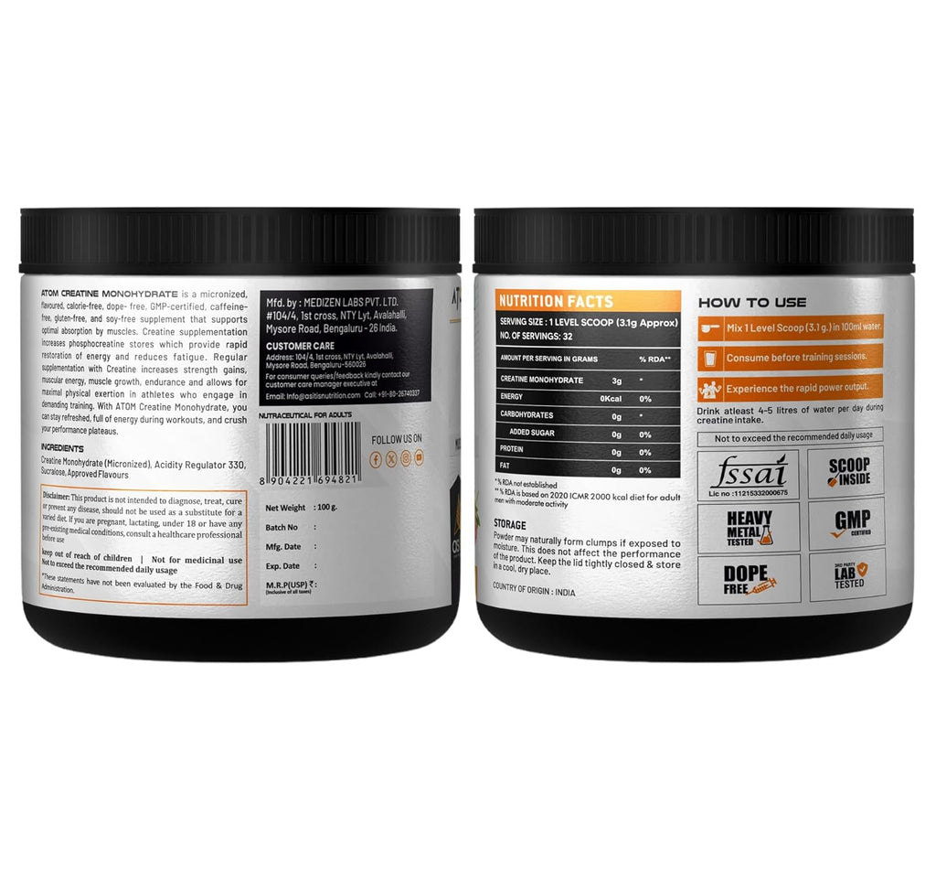 AS-IT-IS ATOM Creatine Monohydrate | Dope-Free Formula for Strength & Performance | GP Fitness