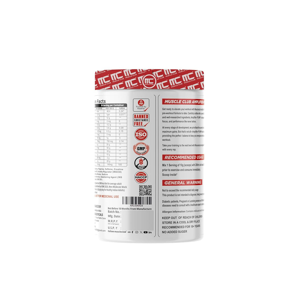 Muscle Club AMP Matrix Pre-Workout (30 Servings) | Energy, Focus & Endurance Booster | GP Fitness