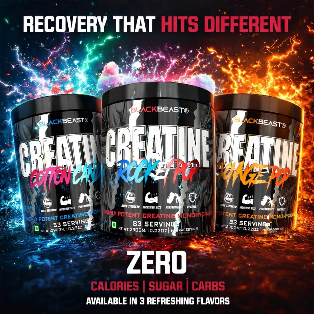 Black Beast Creatine Monohydrate (3000mg, 83 Servings) | Ultra Micronized for Strength & Performance | GP Fitness