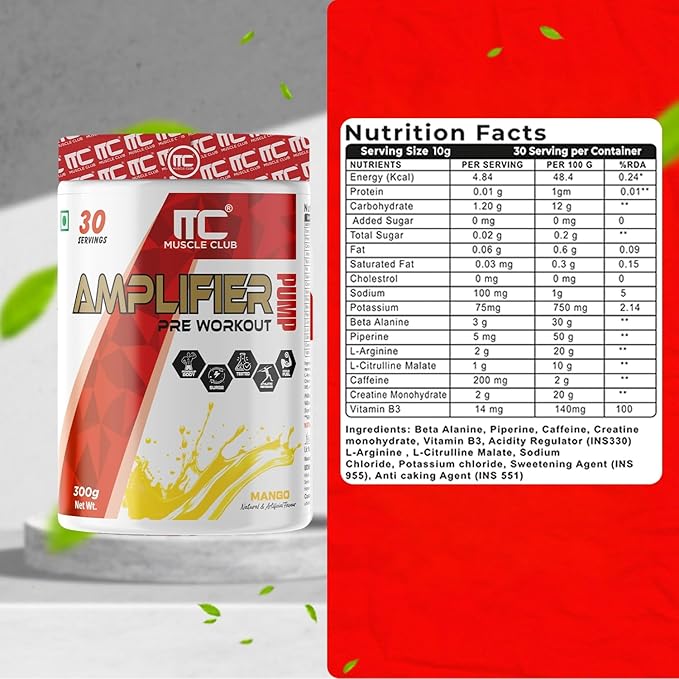 Muscle Club AMP Matrix Pre-Workout (30 Servings) | Energy, Focus & Endurance Booster | GP Fitness