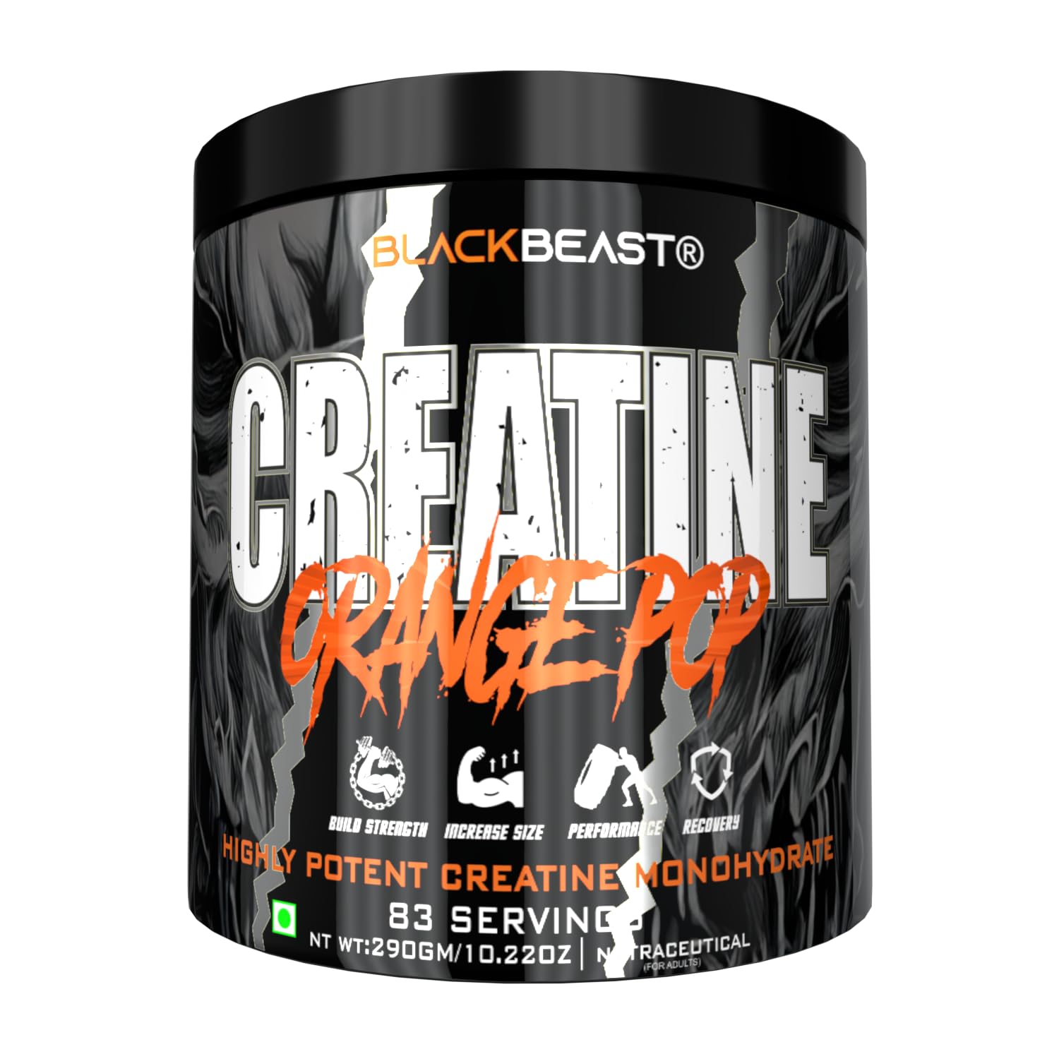 Black Beast Creatine Monohydrate (3000mg, 83 Servings) | Ultra Micronized for Strength & Performance | GP Fitness