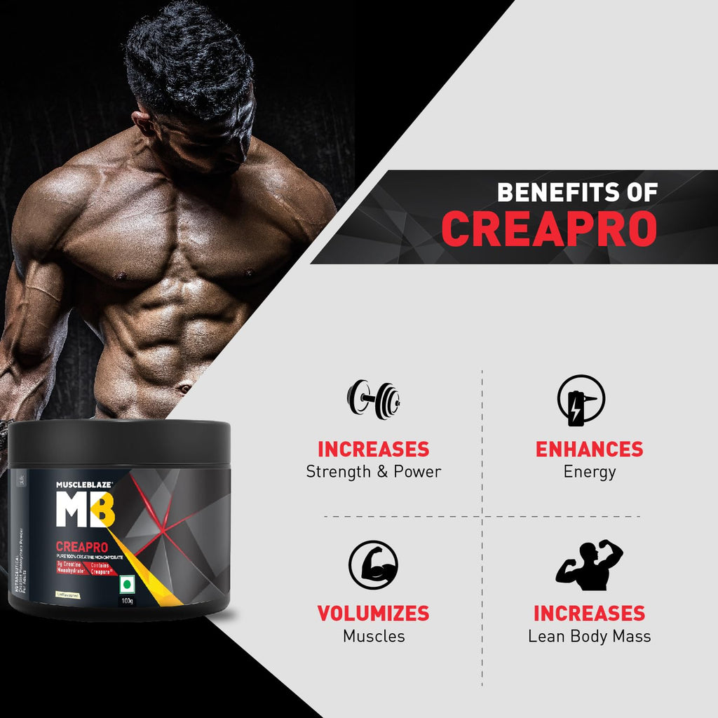 MuscleBlaze CreaPRO Creatine Monohydrate Powder with Creapure® | Strength, Power & Performance | GP Fitness