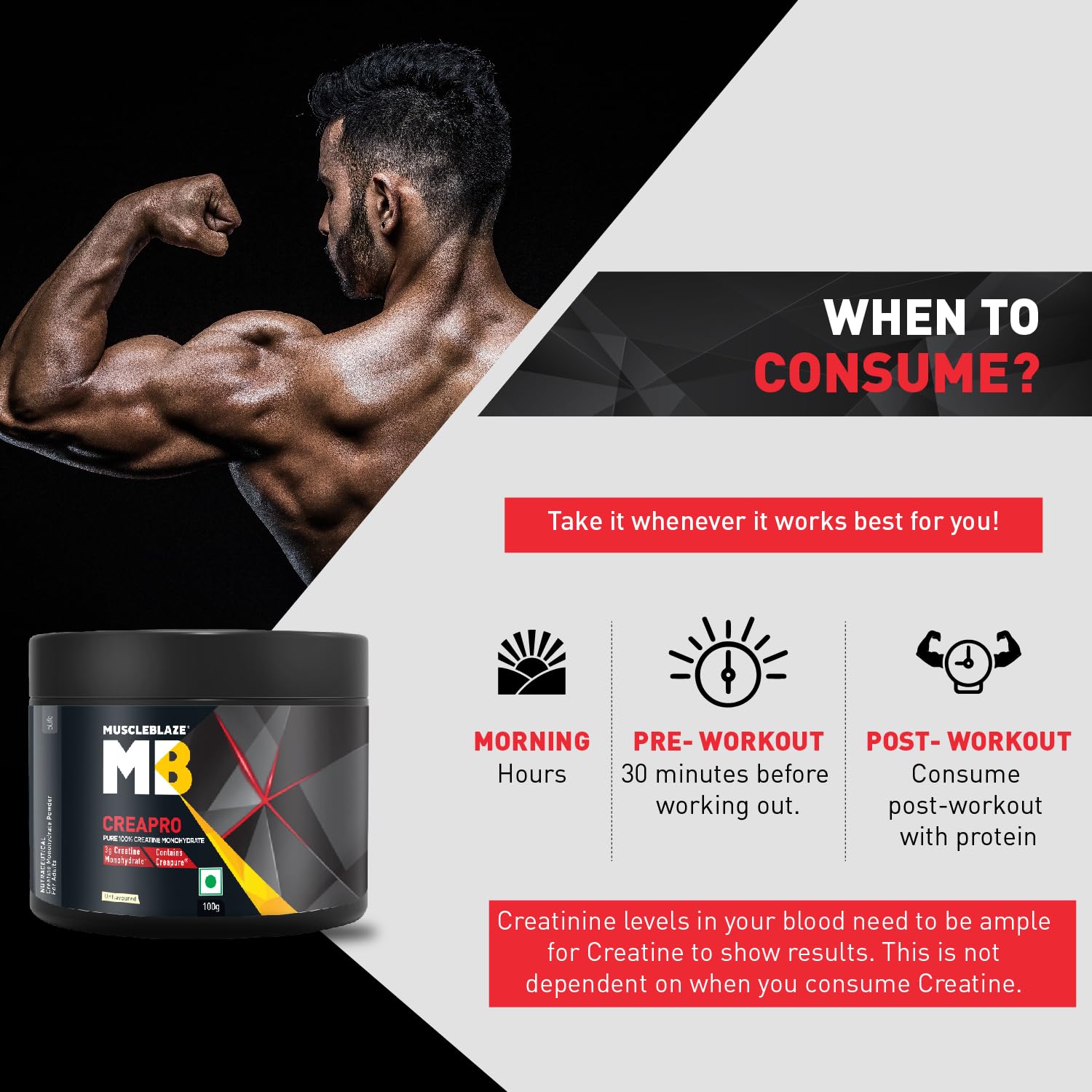 MuscleBlaze CreaPRO Creatine Monohydrate Powder with Creapure® | Strength, Power & Performance | GP Fitness