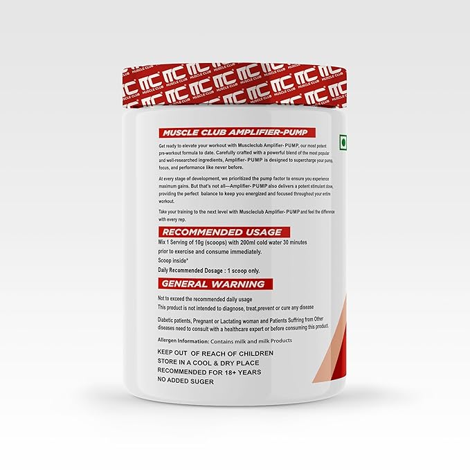 Muscle Club Amplifier Pre-Workout (30 Servings) | Energy, Focus & Endurance Booster | GP Fitness
