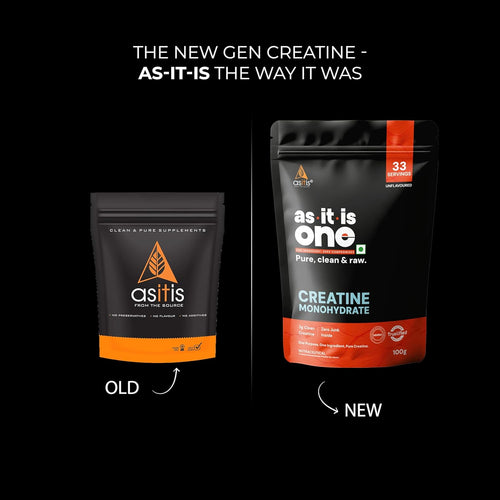 AS-IT-IS One Creatine Monohydrate (100g, Unflavoured) | Pure & Micronized for Strength & Performance | GP Fitness