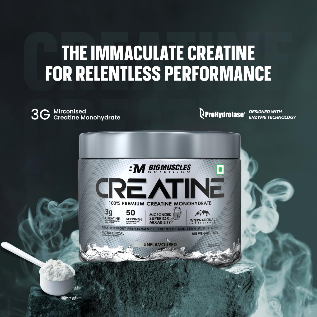 BigMuscles Nutrition Creatine Monohydrate Powder (100g, 33 Servings) | Strength & Performance Booster | GP Fitness