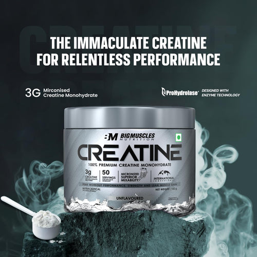 BigMuscles Nutrition Creatine Monohydrate Powder (100g, 33 Servings) | Strength & Performance Booster | GP Fitness