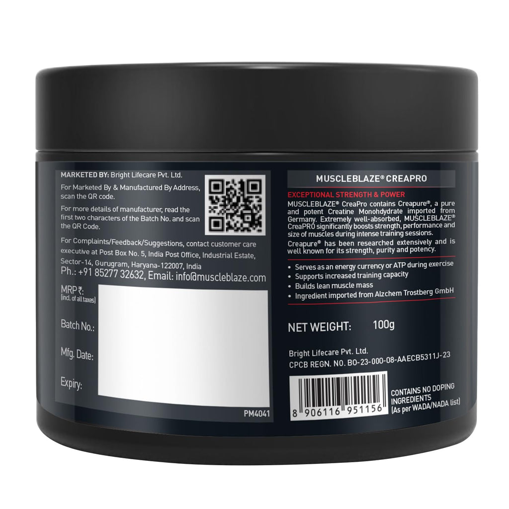 MuscleBlaze CreaPRO Creatine Monohydrate Powder with Creapure® | Strength, Power & Performance | GP Fitness