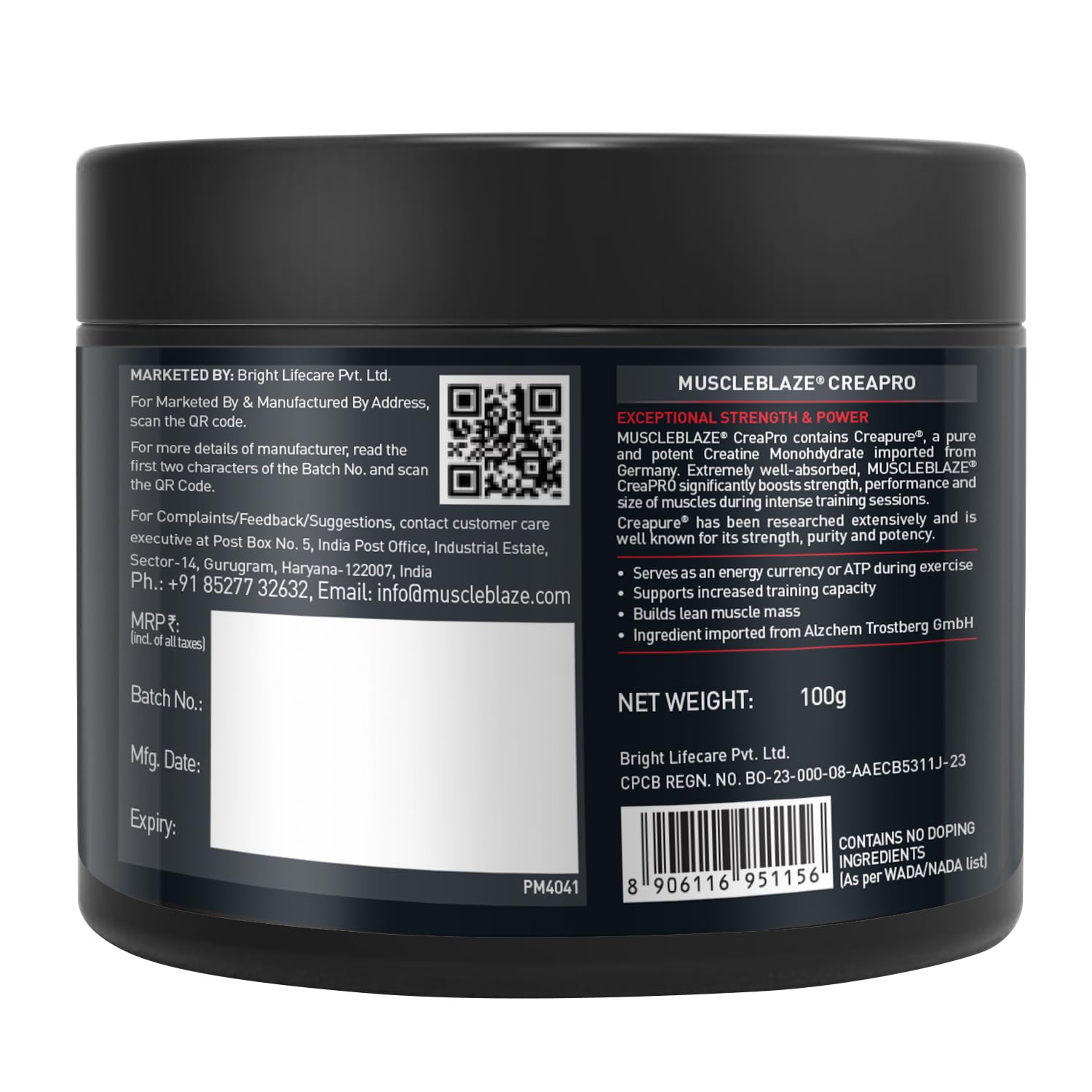 MuscleBlaze CreaPRO Creatine Monohydrate Powder with Creapure® | Strength, Power & Performance | GP Fitness