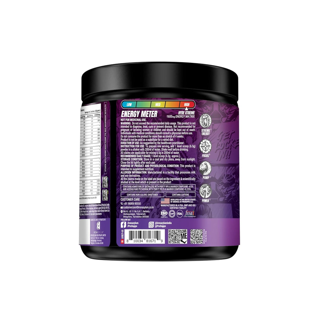 ProSupps Hyde Xtreme Pre-Workout | Hard-Hitting Energy & Focus Booster with Caffeine | GP Fitness
