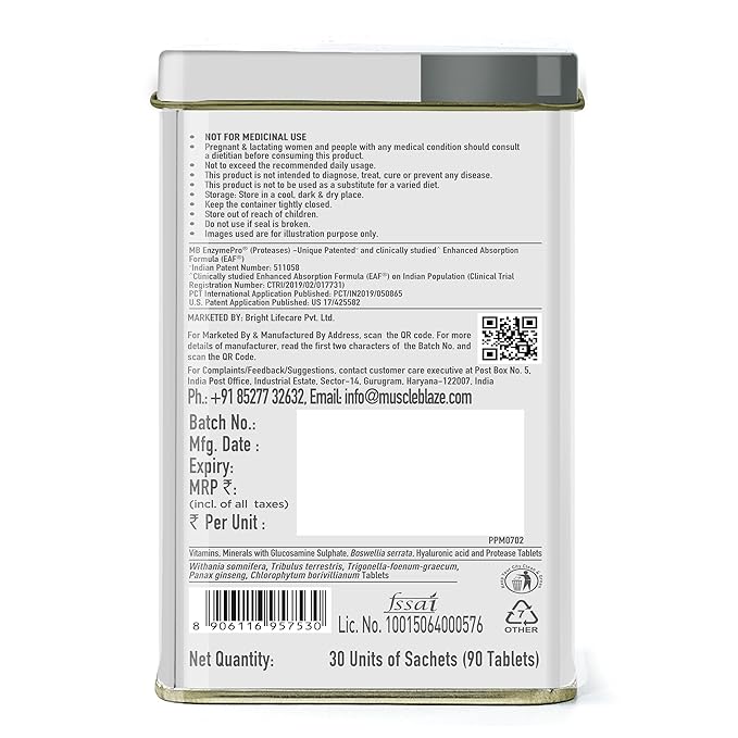 MuscleBlaze Biozyme Daily Multivitamin (90 Tablets) | 5-in-1 Supplement for Energy, Immunity & Performance | GP Fitness