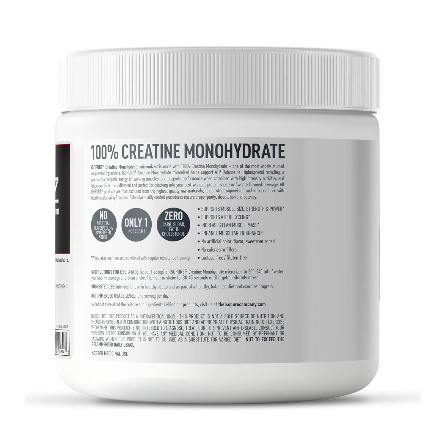 Isopure 100% Creatine Monohydrate Micronized (250g, 83 Servings) | Strength & Performance Booster | GP Fitness