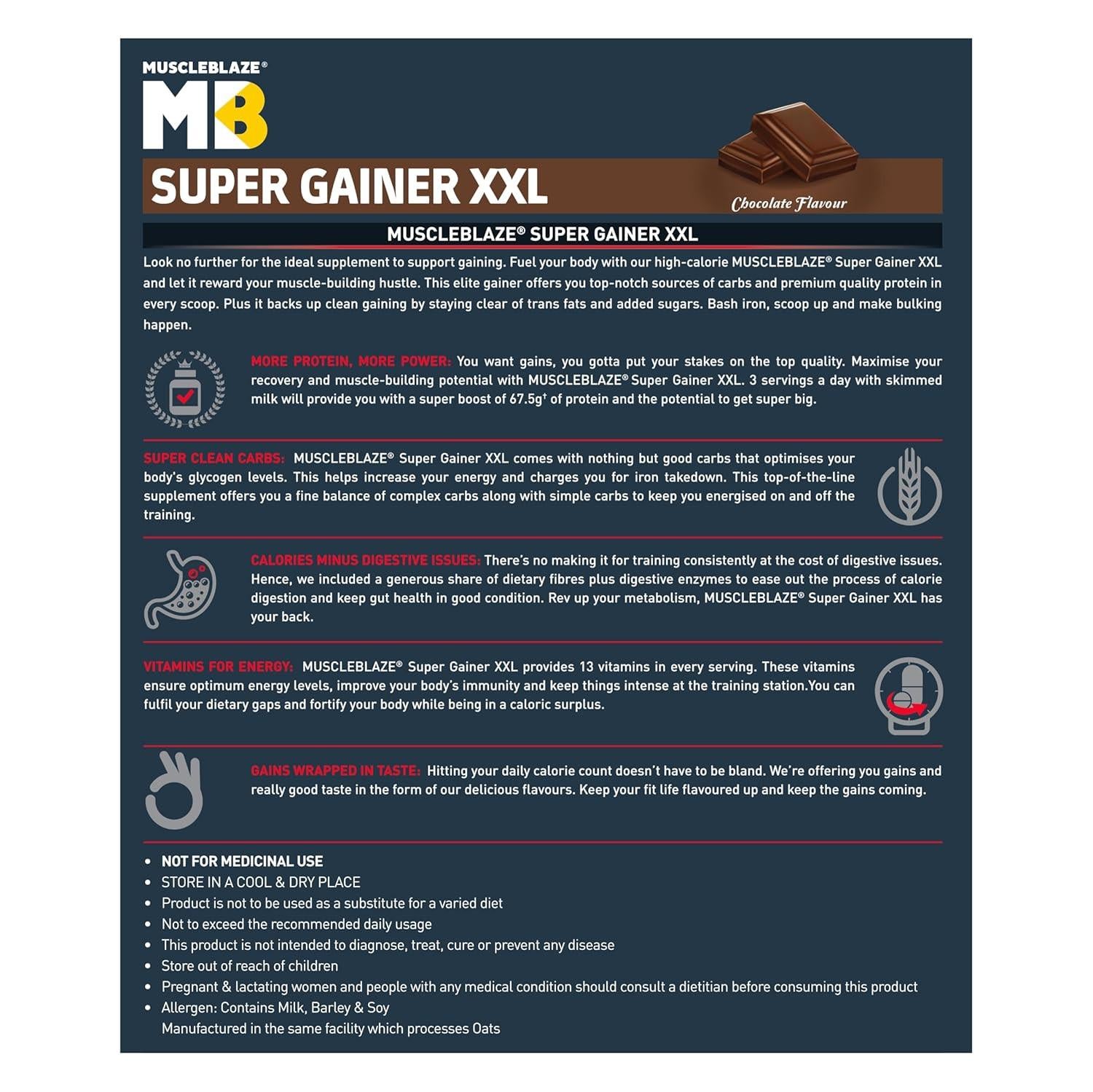 MuscleBlaze Super Gainer XXL – High Protein Muscle Mass & Weight Gainer