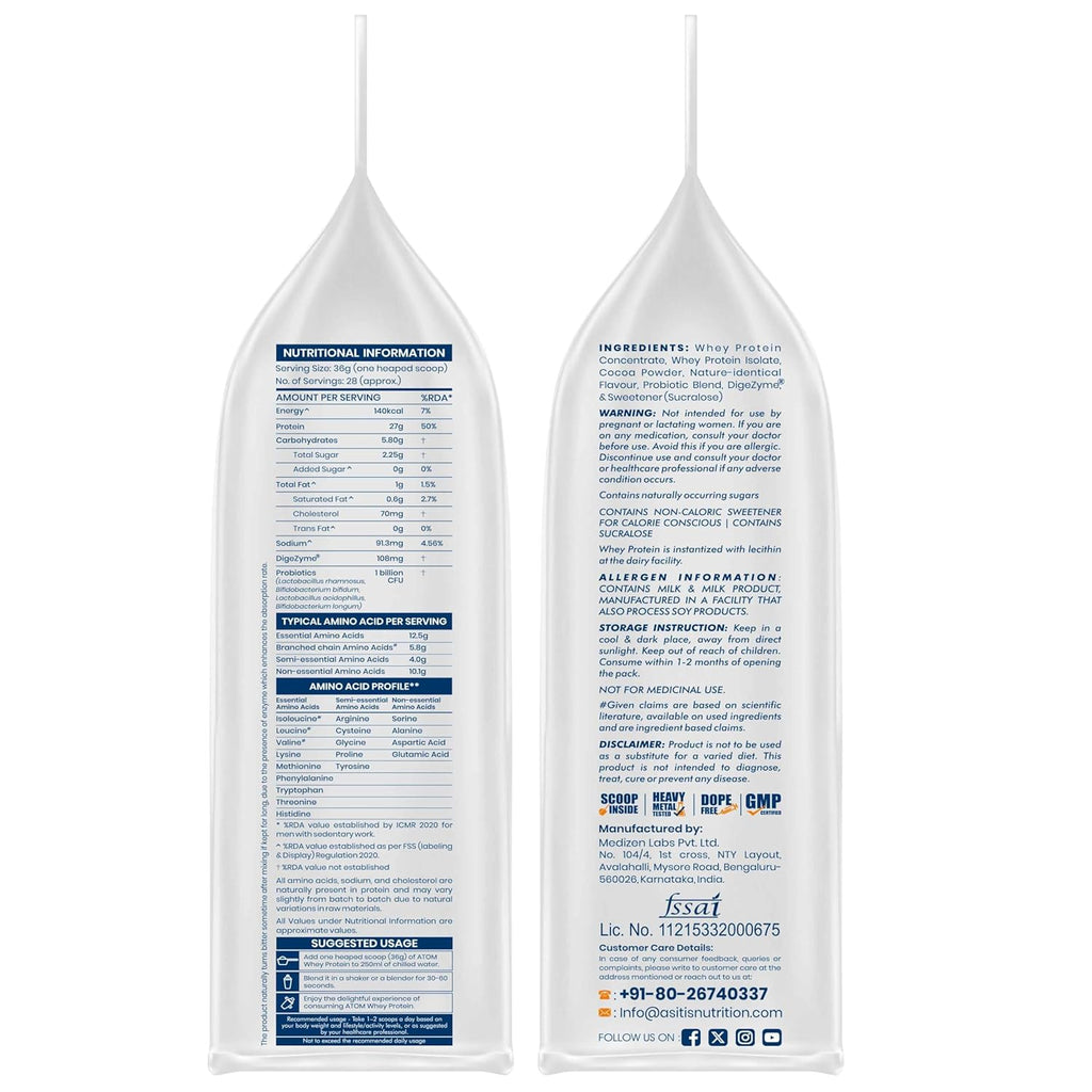 AS-IT-IS ATOM Whey Protein | 27g Protein Blend with Digestive Enzymes