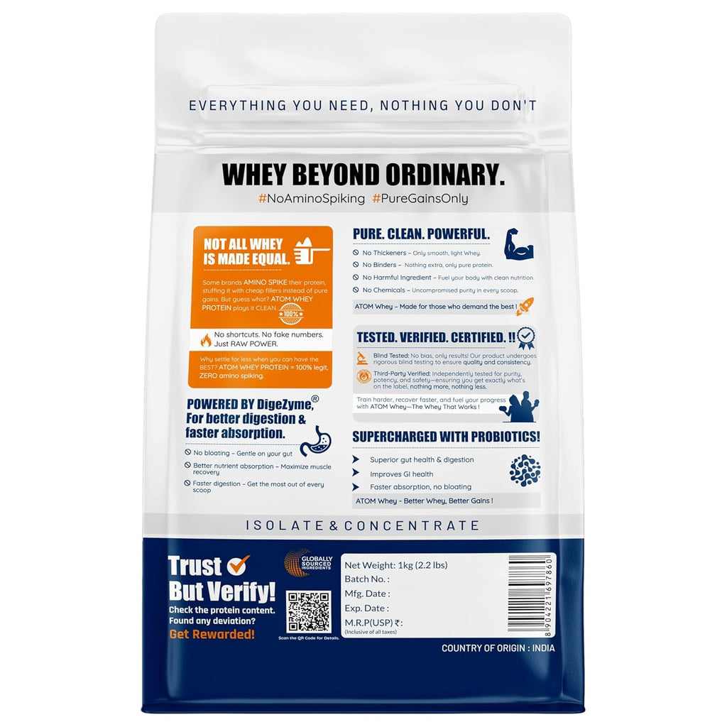 AS-IT-IS ATOM Whey Protein | 27g Protein Blend with Digestive Enzymes