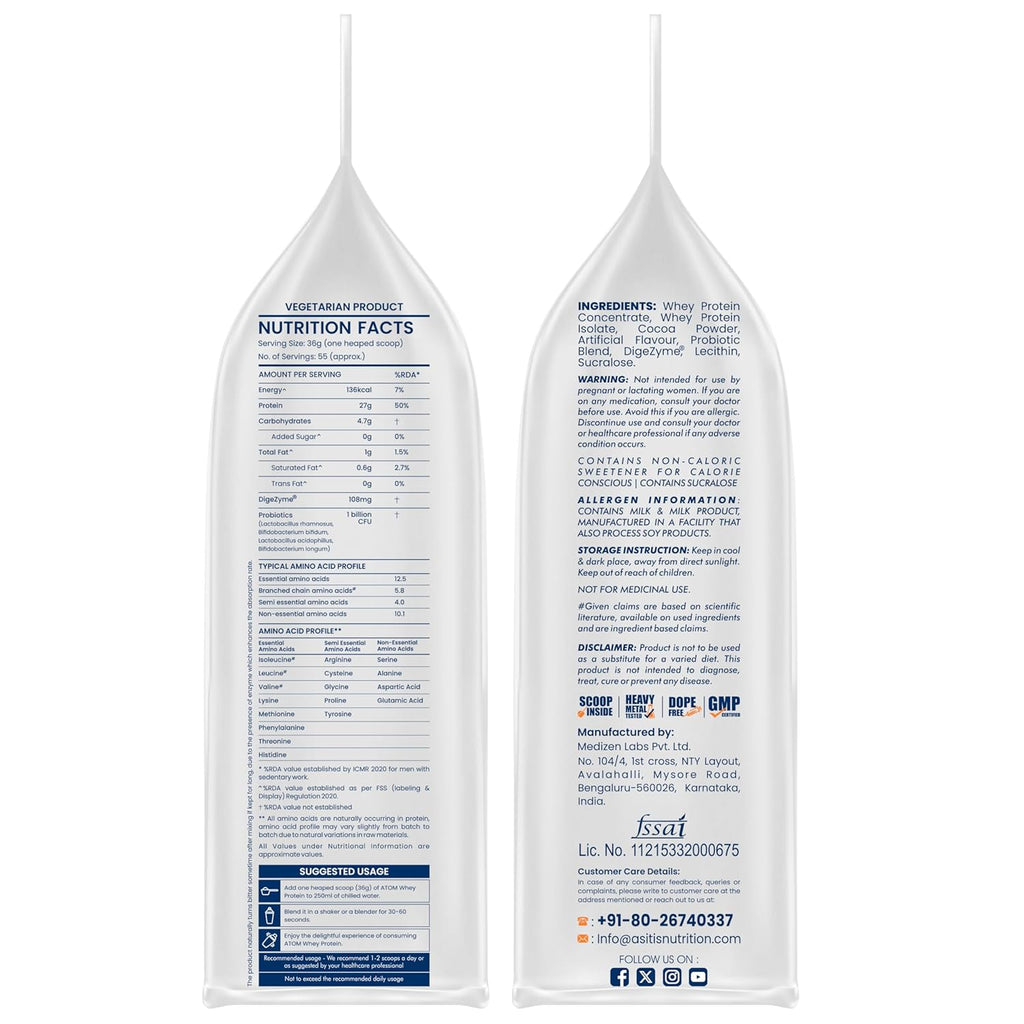AS-IT-IS ATOM Whey Protein | 27g Protein Blend with Digestive Enzymes