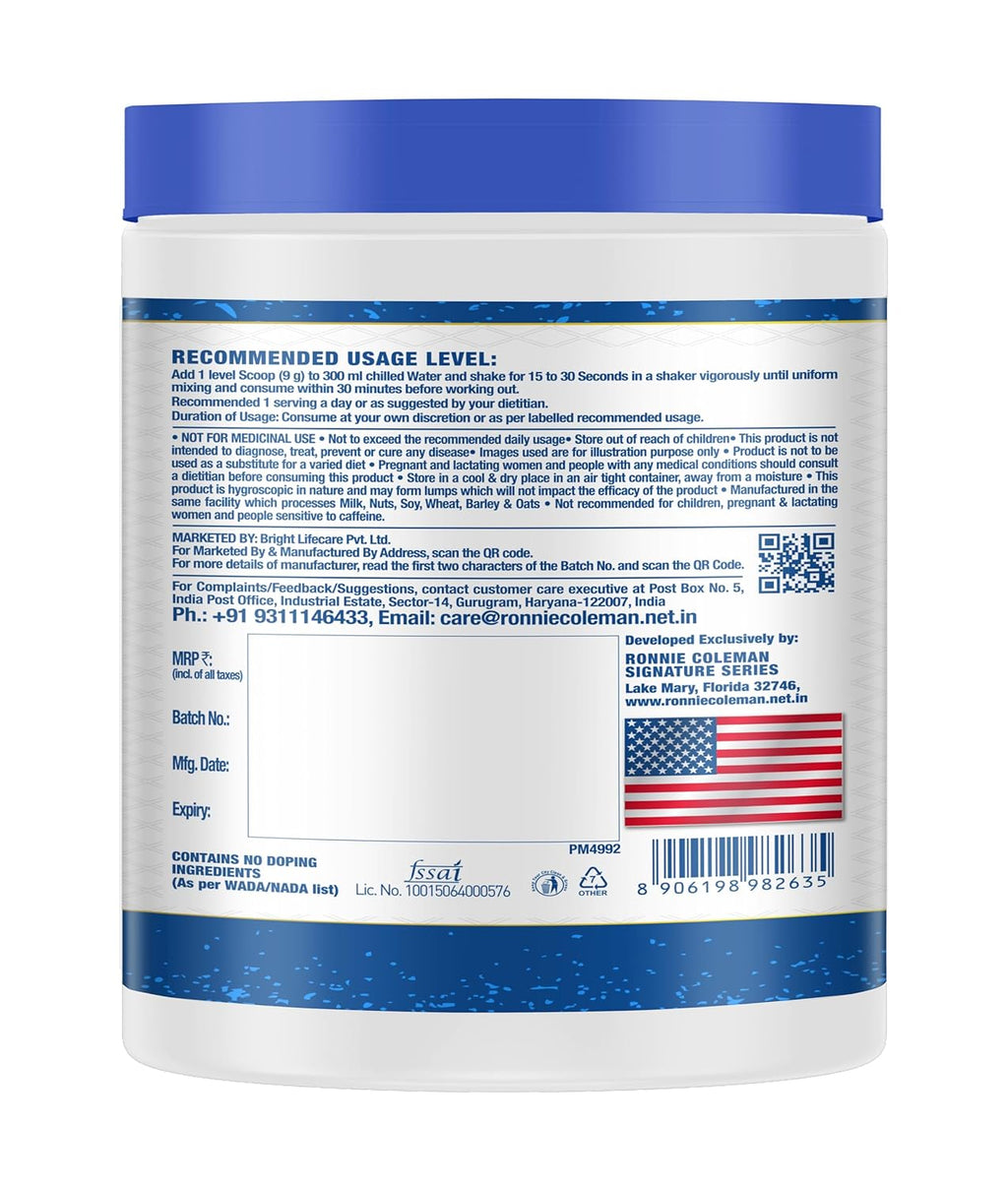 Ronnie Coleman Yeah Buddy Pre-Workout Powder (270g) | Energy, Focus & Endurance Booster | GP Fitness
