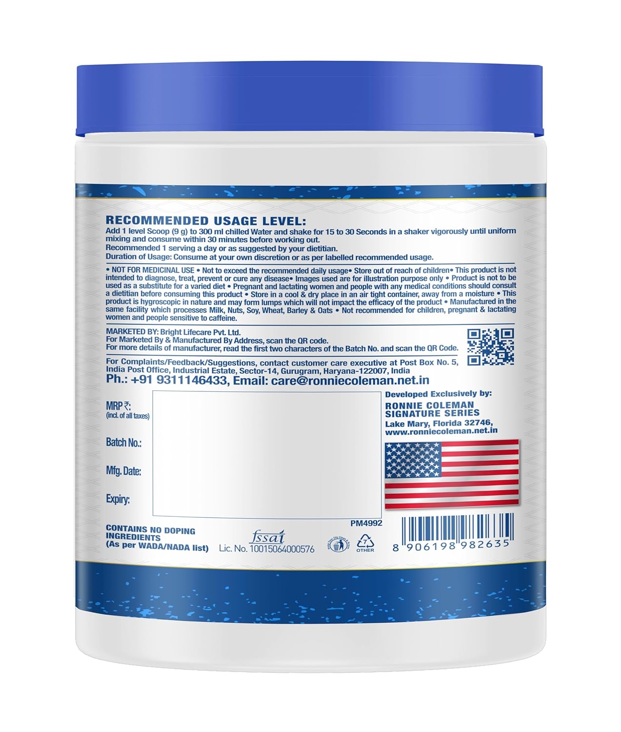 Ronnie Coleman Yeah Buddy Pre-Workout Powder (270g) | Energy, Focus & Endurance Booster | GP Fitness