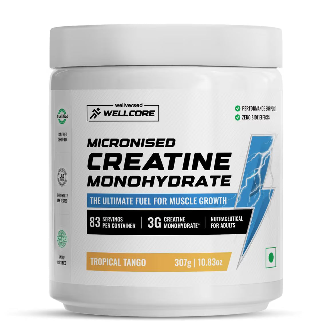 Wellcore Pure Micronised Creatine Powder (83 Servings) For Enhanced Muscle Strength With Rapid Absorption | Creatine Monohydrate | Wellcore Creatine - 307g