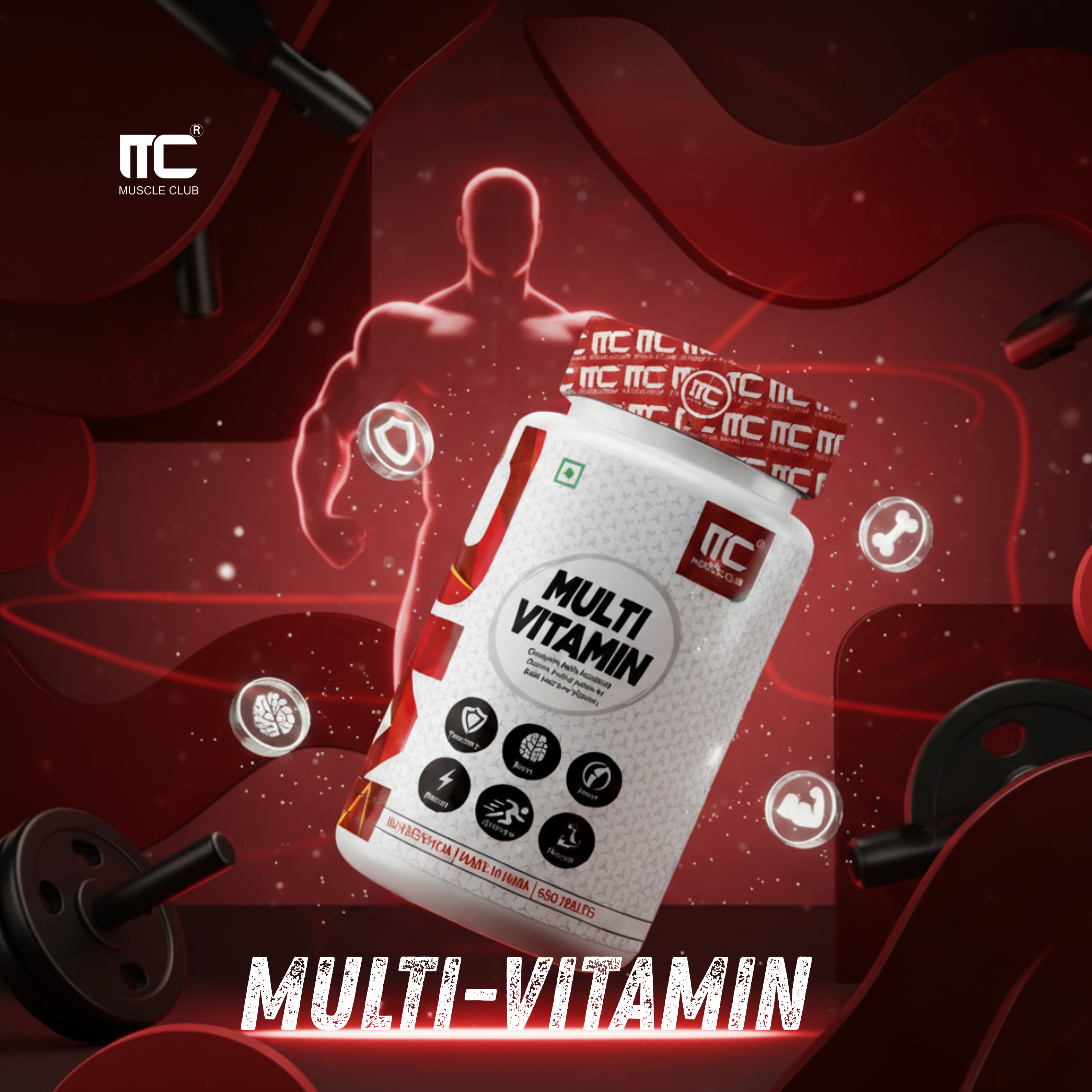 Muscle Club Multivitamin Tablets for Men & Women (60 Tabs) | Daily Essential Vitamins | GP Fitness