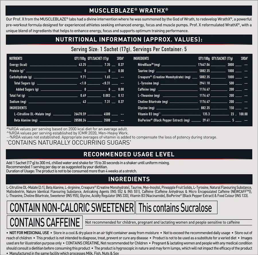 MuscleBlaze Pre Workout WrathX with Creapure®, Nitroblaze & BioPerine